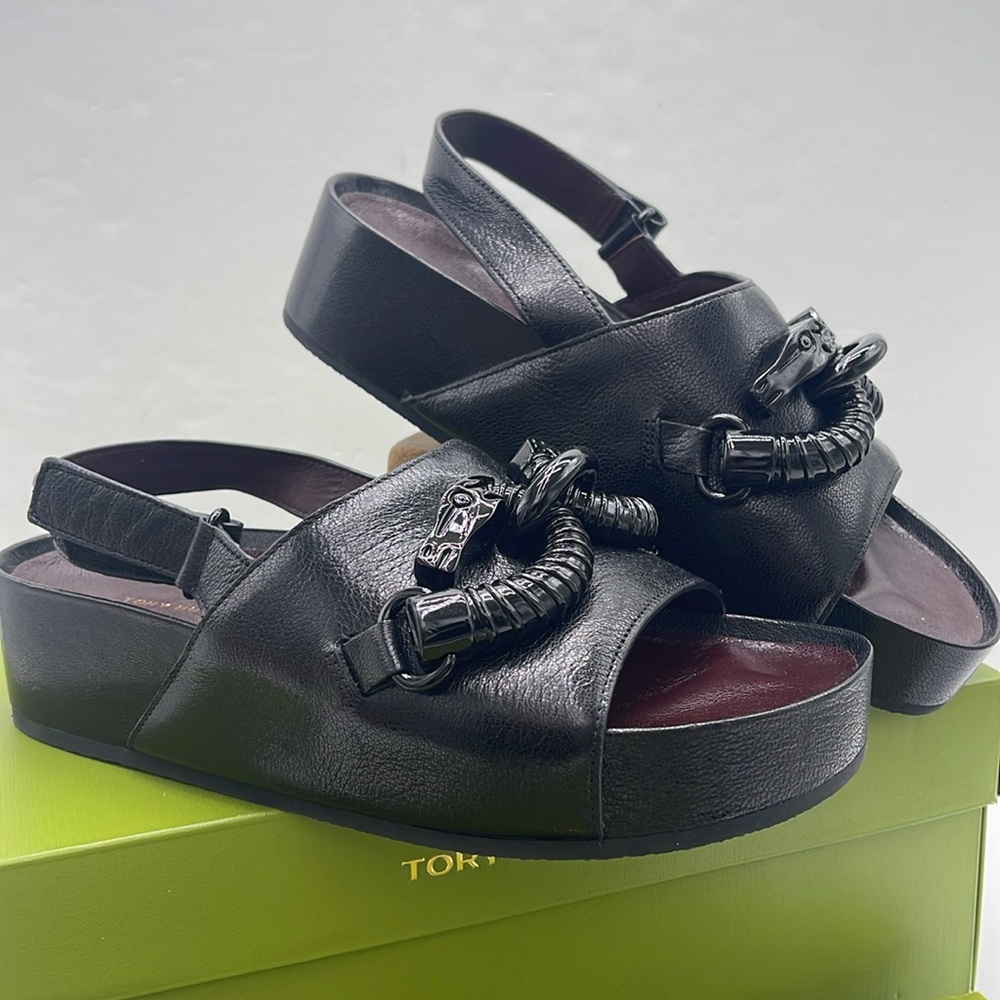 Tory Burch MELLOW PLATFORM SANDAL NAPPA LEATHER 
Optic White/Silver/Perfect 
New - Picture 7 of 16
